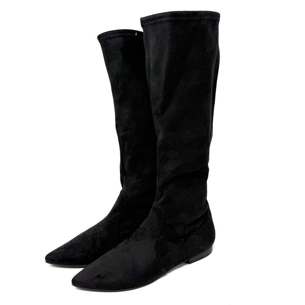 Jon Josef Merly Black Stretch‎ Suede Pull On Knee-High Boots 6 Pointed Toe